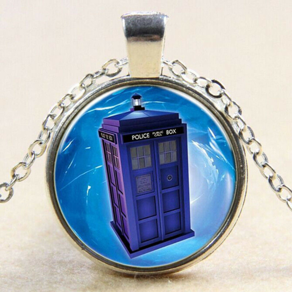 Telephone Booth TARDIS Dr. Who Cabochon Necklace